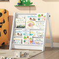 NACHES Montessori Kids Bookshelf Fabric Sling Pockets – Front Facing Toddler Book Display and Toy Storage Organizer for Nursery Playroom or Bedroom 23" Wide (White, Small)