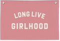 Long Live Girlhood Banner, Girls Baby Nursery Decor, Toddler Girl Room Decor, Pink Girls Room Wall Decor, 30x20 Inch Linen Wall Hanging Canvas Banner Flag - Hot Pink