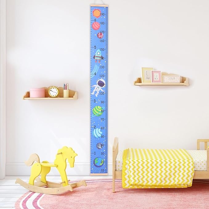 Height Chart Pendant Blue Canvas Growth Ruler for S Nursery Wall Hanging Decor Writable Measurement Tape for Tracking Growth