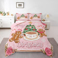 Feelyou Merry Christmas Comforter Set Toddler Size Gingerbread Man Bedding Set for Kids Boys Girls Xmas Duvet Quilt Christmas Decor Bedroom Decor Microfiber 2 Pcs with 1 Pillow Cases