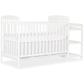 Dream On Me Anna 3-in-1 Convertible Full-Size Baby Crib & Changer with Storage in White, GreenGuard Gold & JPMA, Pinewood, Converts to Day & Toddler Bed, 3 Mattress Heights, 1″ Changing Pad