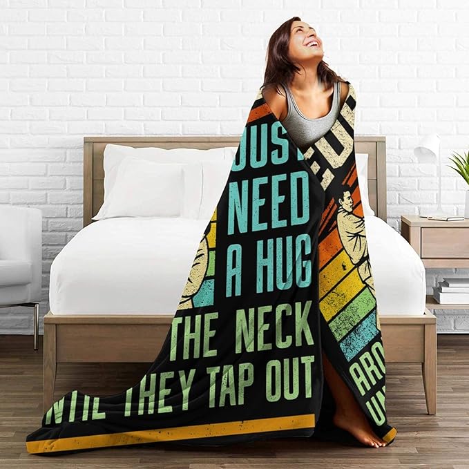 Jiu Jitsu Fleece Blanket Sports Jiujitsu Throw Blankets for Girls Boys Super Soft Warm Flannel Vintage Throws Gifts for Men Women Cozy Fuzzy Plush Stuff Couch Bed Bedding Decor 50"x40"
