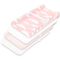 Premium Baby Changing Pad Covers 4 Pack – Girl – Pure Cotton Machine Washable Pink and White Changing Table Cover – Diaper Changing Pad Cover Sheets