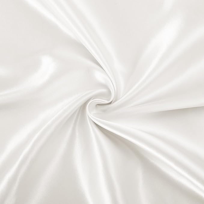 SiinvdaBZX 2-Piece Set Satin Crib Sheets & Crib Bed Skirt, 52" x 28" Silky Soft Ruffled Baby Crib Skirt with Adjustable Elastic 14" Drop, Fit for Standard Crib & Toddler Bedding (Ivory White)