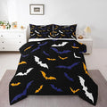 Erosebridal Bat Comforter Set Toddler Size for Kids Boys Happy Halloween Decor Quilt with 1 Pillow Case Bats Animal Silhouette Bedding Set Gothic Spooky White Duvet Insert,Orange