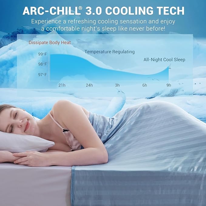 Elegear Revolutionary Cooling Blanket Queen, Absorbs Heat to Keep Body Cool for Night Sweats, Double Sided Arc-Chill3.0 Cooling Fiber Q-Max>0.5, Lightweight Summer Cold Blankets for Sleeping 79“ x 86”