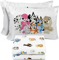 Sunny Side Up Bluey & Friends Full Sheet Set - 4 Piece Kids Bedding Set Includes Pillow Cover - Super Soft Microfiber Sheets