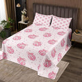 Bowknot Princess Kid Bedspread King Size,Disco Crystal Ball Western Cowgirl Coverlet Set,Girls Women Room Decor,Star Bow Tie Sweet Romantic Quilted Coverlet,Pink Dreamy Bedding Quilt,2 Pillowcases