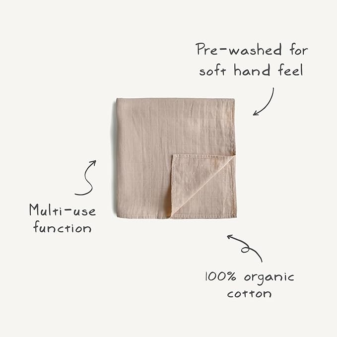 mushie Muslin Baby Swaddle Blanket | 100% Organic Cotton (Kites)
