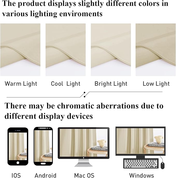 StangH Soft Velvet Nursery Curtains Back Tab Light Dimming Privacy Protect Window Drapes Thermal Insulated Beige Curtains for Bedroom Office Living Room, W62 x L84, 2 Panels