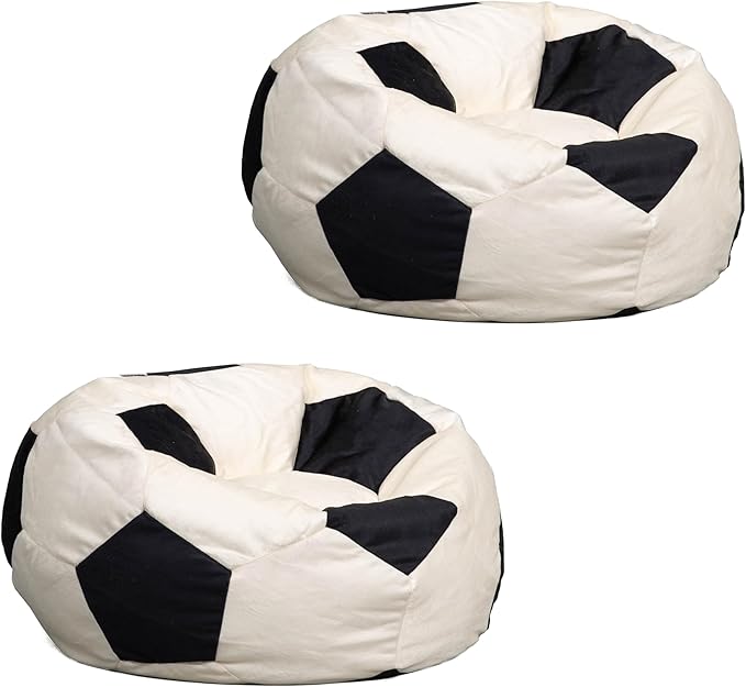 Big Joe Sports Ball Child-Sized Bean Bag Chair for Kids, 2 Pack, Soccer Ball Plush, Ultra-Soft Lightweight Polyester Blend, 2.5 Foot Refillable