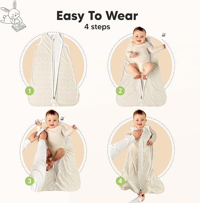 2-Pack Baby Sleep Sacks, Zipper Wearable Blanket - 0.5TOG Organic Cotton, Lightweight, Soft Cozy Infant Sleeping Sack 3-6 months,Easy to Wear Small Newborn Transition Swaddles Sleepsacks (BumbleBear)