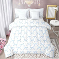 Manfei 7 Pieces Cartoon Bowknot Kids Comforter King Size,Bow Tie Knot Geometric Patchwork Fashion Bedding Set,Hand-Painted Sketch Blue Noble（Comforter+Fitted+Flat+2 Pillowcases+2 Throw Pillow Covers）