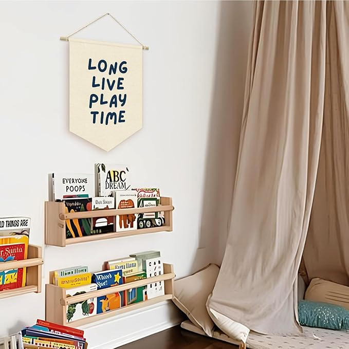Playroom Decor, Long Live Playtime Neutral Banner Blue Decor Boy Room Decor,Nursery Playroom Wall Decor For Boys Bedroom Toddler Decorations,Wall Hanging Pennant Flag Banner 15x11in
