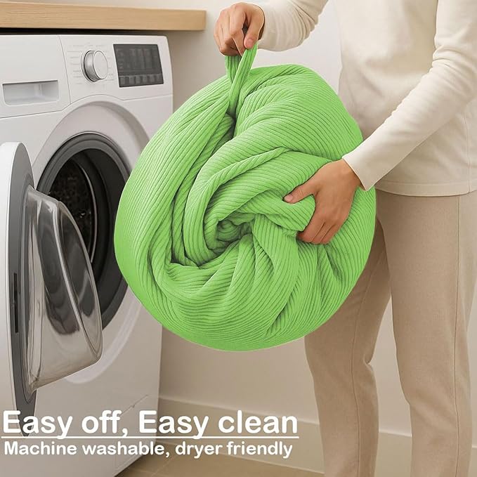 Nobildonna 3 ft Bean Bag Chair Cover (No Filler) 35"×43" Large Stuffed Animal Storage Bean Bag Washable Big Beanbag Chair Cover Premium Corduroy Bean Bag Cover for Adults,Kids,Fruit Green 300L