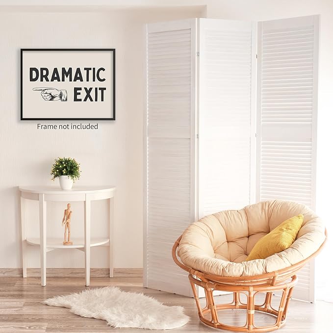 YYS Black and White Dramatic Exit Wall Art Funny Quote Poster Trendy FunMinimalist Typography Canvas Prints For Home Office and Hallway Wall Decor 24x36 inch Unframed