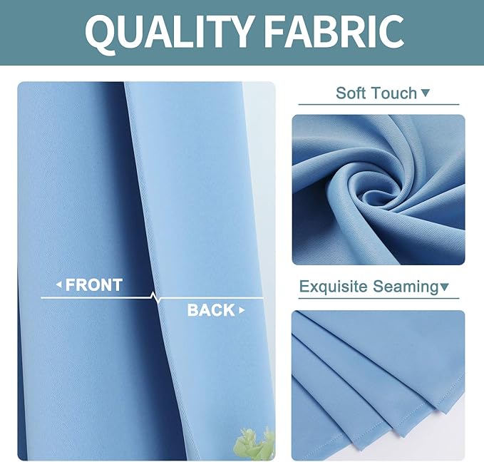ChrisDowa Small Window Curtains for Kitchen and Bedroom - Grommet Short Thermal Insulated Room Darkening Curtains (2 Panels, Sky Blue, 36 x 24 Inch)