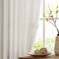 FMFUNCTEX Linen Semi Sheer Curtains 108 Inches Extra Long for Bedroom Living Room, Beige Curtain Panels Sheer Linen Textured Window Drapes Farmhouse Light Filtering Natural 2 Panels Rod Pocket