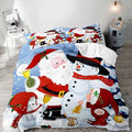 LUVIVIHOME 3PCS Christmas Duvet Cover King Bedding Set, Boys Girls Kids Bedding, Cartoon Cute Snowman Santa Claus Winter Holiday New Year Xmas Christmas Comforter Bedspread Quilt Cover, 2 Pillow Cases