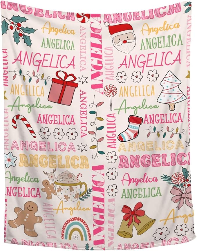 Custom Christmas Blanket | Personalized Holiday Blanket for Boys Girls | Plush Cozy Custom Name Blanket | Christmas Decor Personalized Gifts Name Blanket | 90"x120"-Familys/King Size