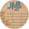 Hello World Newborn Sign, Baby Announcement Sign, Birth Announcement Sign, Hello World Nursery Sign, Baby Hospital Sign, Photo Prop for baby girl boy - (Sky Blue)