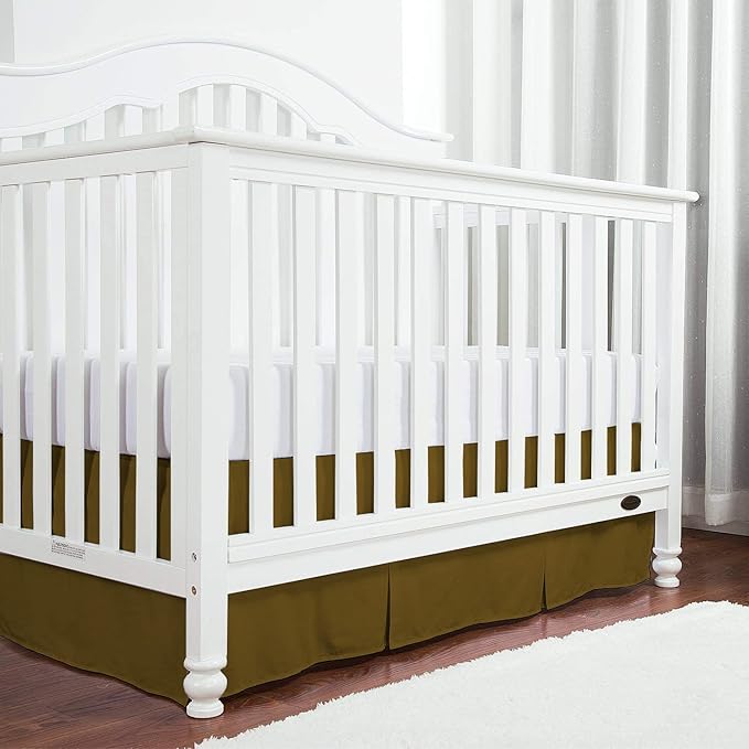 Box Pleated Mini Crib Bed Skirt Premium 100% Cotton 800 Thread Count Nursery Crib Toddler Bedding Crib Bedskirt for Baby Boys or Baby Girls, (24" x 38") + 10" Drop Lenght - Taupe Solid