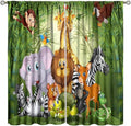 Cartoon Animal Curtains, Cute Animals Bamboo Forest Window Treatments, Rod Pocket Thermal Insulated Drapes 2 Panel Sets for Kids Room Nursery Classroom, 42" W X 45" L[Decor]
