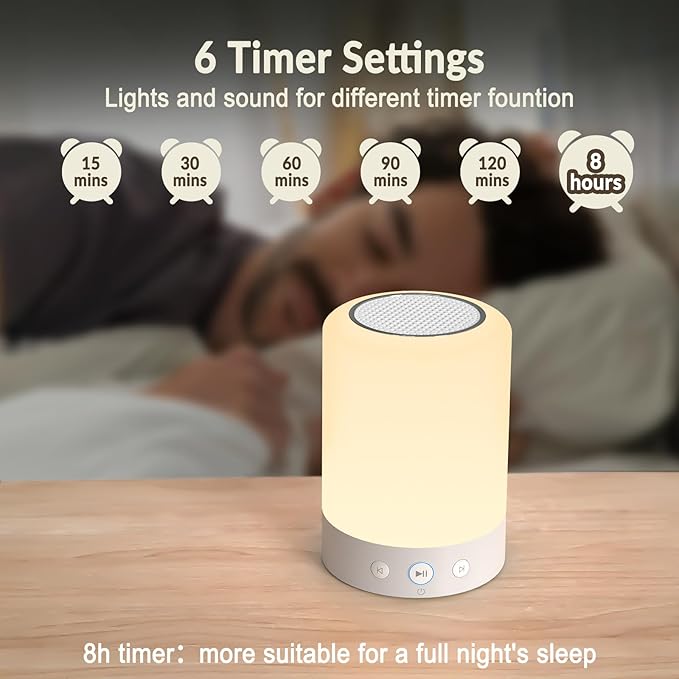 Portable White Noise Machine with Night Light-20 Non-Looping Sleep Sounds, Higher Battery, 5 Color Night Light, Timer & Memory Function for Baby Nursery, Office, Travel
