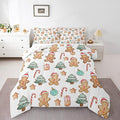 Feelyou Pink Gingerbread Comforter Set Twin Size Christmas Bedding Set for Kids Boys Girls Candy Cane Duvet Quilt Xmas Bedroom Decor Microfiber 2 Pcs with 1 Pillow Cases