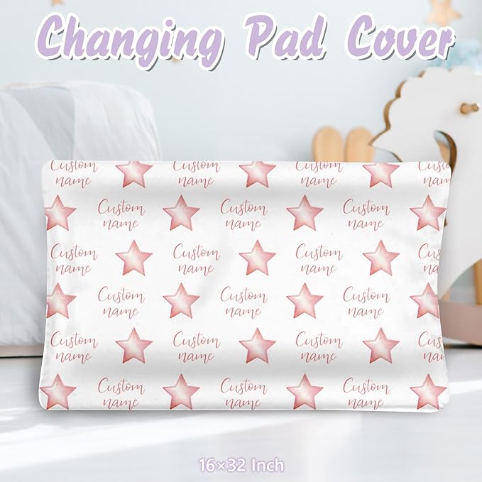 Personalized Baby Crib Bedding Set, 5 Pcs Custom Name Nursery Bedding Set for Girls Boys, Cute Elephant Baby Crib Set for Toddlers Infants, Double Layer Bedding Crib Sets Customized Gifts