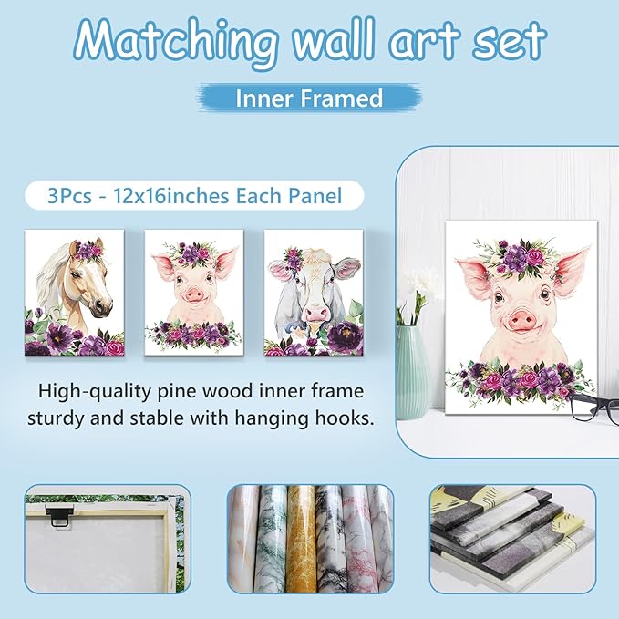 Personalized Baby Crib Bedding Set, 5 Pcs Custom Name Baby Crib Set with Floral Animals, Baby Girls Nursery Bedding Sets, Double Layer Blanket, Newborns Infants Toddlers Customized Gifts