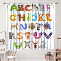 Kids Alphabet Curtains Cartoon Animal Baby Children Funny Learning Educational Curtain with Rod Pocket for Bedroom Nursery Decor Drapes Window Treatments 2 Panels Set 42x54 Inch