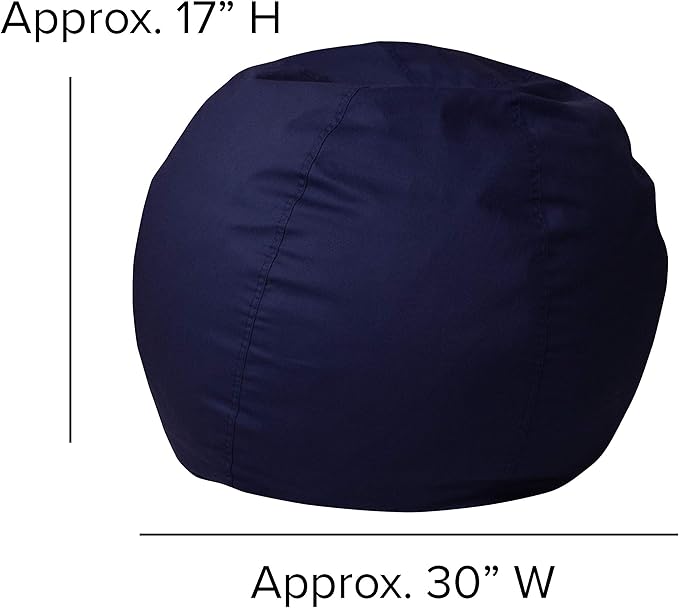 EMMA + OLIVER Small Solid Navy Blue Bean Bag Chair for Kids and Teens