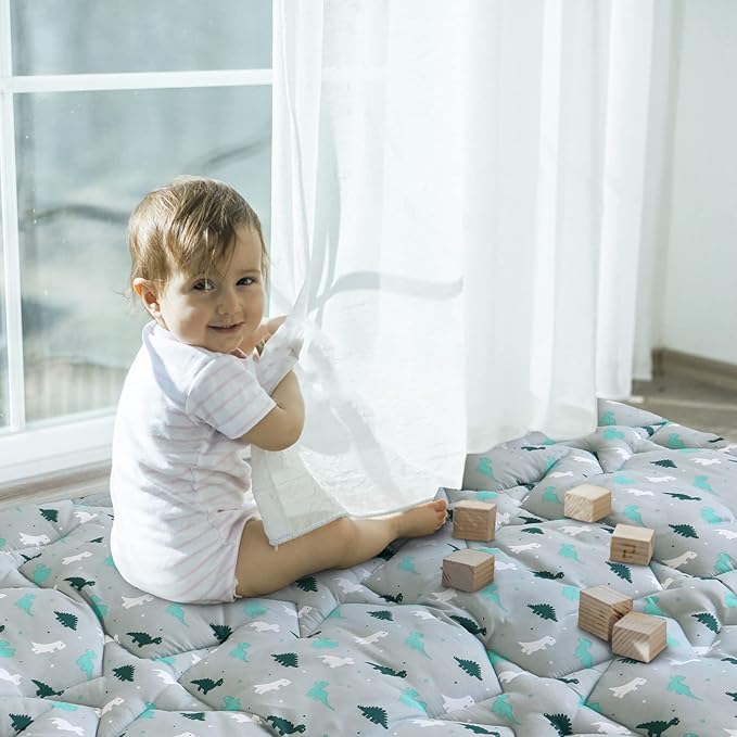 SPRINGSPIRIT Baby Play Mat, 43x43 Infant Play Mat for Playpen, Thicken Baby Mat for Floor, Non-Slip Washable Playmat for Babies, Toddlers, Grey