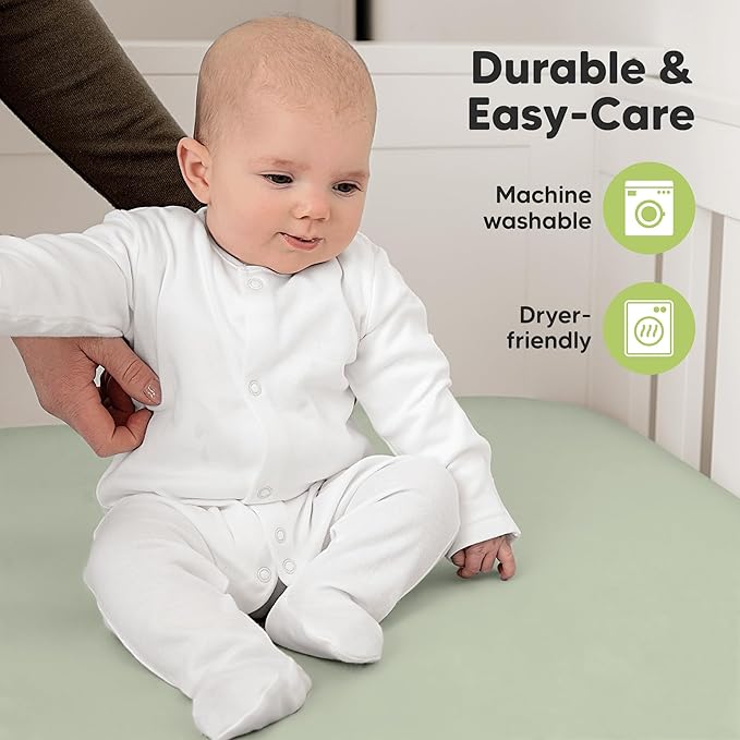 KeaBabies 2-Pack Organic Crib Sheets for Boys, Girls - 52x28 Fitted Crib Mattress Sheet Neutral, Breathable Jersey Cotton Cover for Baby Bed, Toddler Mattress, Soft & Cute Prints (Foxtrot)