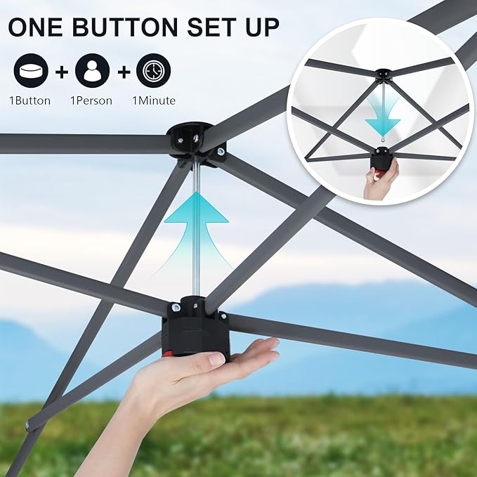 COOSHADE Pop Up Canopy Tent 10x10 with 2 Sidewalls, Outdoor Shade Instant Canopy Tents, Sky Blue