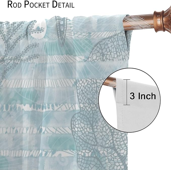 Starfish Curtains，Starfish and Seashells Coastal Curtain Ocean Themed Underwater Marine Decor Waterproof Fabric Curtain Set 2 Panels,42x63 Inches