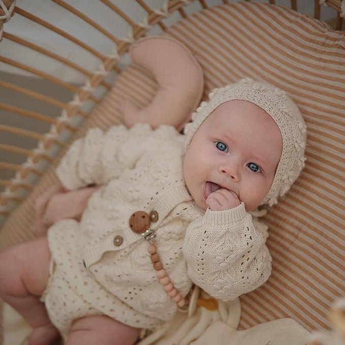 mushie Extra Soft Muslin Fitted MINI Crib Sheet | 24"x 38" (Natural Stripe)