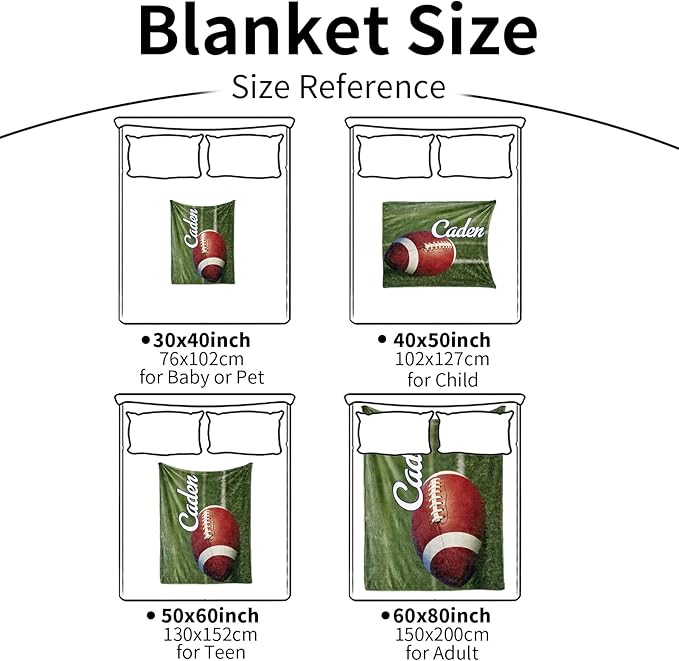 Personalized Baby Balll Soft Blanket: Custom Kids Football Design Blanket with Name and Number - Bedding Gifts for Infants Toddlers Adults 50x60inch