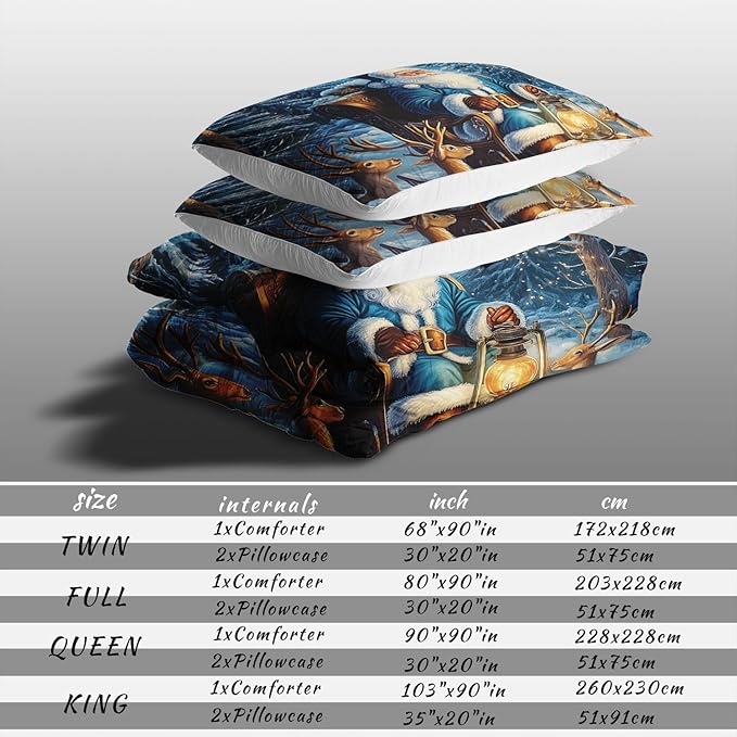 Raphus cucullatus Christmas Bedding Queen,Christmas Comforter Set,Santa Claus Decor Holiday Bedding Winter Quilt,Santa Claus Comforter Set,Snowflake Navidad Quilt Set,Cute Reindeer Quilt