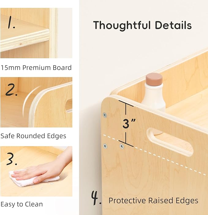 OOOK Montessori Weaning Table and Chair Set, Kids Activity Wooden Toddler Table and Chair, for Eating, Reading, Drawing, Play, Step Stool, Montessori Furniture for Toddlers 1-3