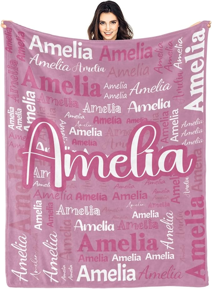 Dr.TOUGH Personalized Blanket for Adult Kids with Name Customized Blankets Personalized Throw Blanket for Christmas Birthday Gifts