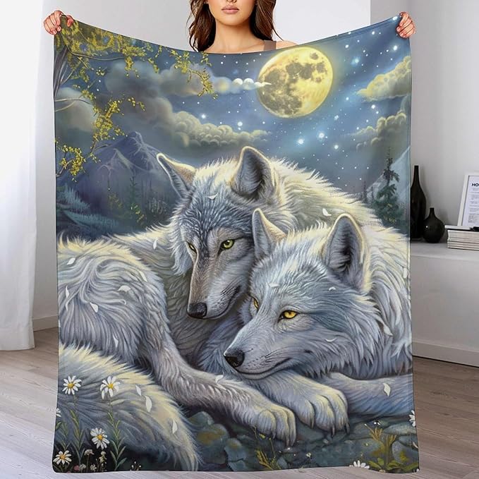 Wolf Blanket Wolves Gifts for Girls Boys Woman Kids Wolf Animal Lover Throw Blankets Soft Blanket Warm Fleece Flannel Plush Blankets for Bed Sofa Couch 40"x50"