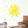 Radiant Smile Sun and Cloud Wall Decals - 12 Sheets Window Clings Watercolor Large Peel and Stick Wall Stickers for Kids Room, Nursery, Bedroom, Playroom Decor