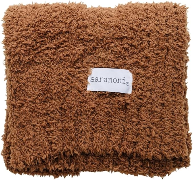 SARANONI Bamboni Baby Blanket | Luxury Plush Super Soft Blanket | Breathable Comfort Infant Baby Blankets for Boys & Girls | Caramel, Mini - 15” x 20”