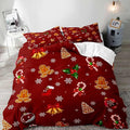 LUVIVIHOME 3PCS Christmas Duvet Cover Queen Bedding Sets, Red Duvet Cover, Boys Girls Kids Bedding, Gingerbread Snowflake Holiday New Year Xmas Gifts Christmas Comforter Quilt Cover, 2 Pillow Cases