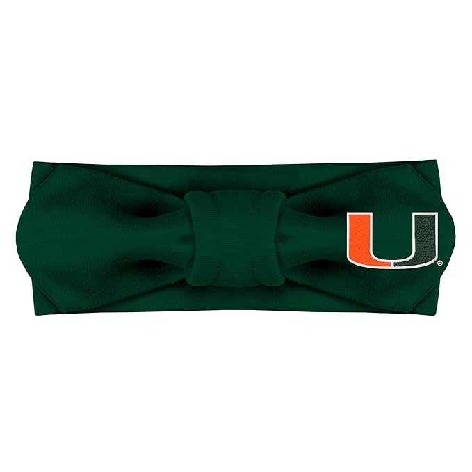 Creative Knitwear Miami Hurricanes Infant Girls Hunter Solid Hair Knot Headband Embroidered Logo - Size Newborn - 4T