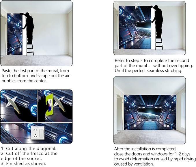 3D Spacecraft Space Wallpaper Bedroom Technology Spaceship Space Capsule murals Office Decor Living Room tv Background Large Wall Mural - 137"x96"（Not Peel and Stick）