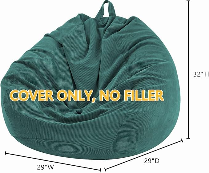 Nobildonna Bean Bag Chair Cover (No Filler) for Kids and Adults,Beanbag Stuffed Animal Storage Without Filling Plush Toys Holder and Organizer Soft Premium Corduroy 200L
