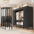 FPIGSHS Heavy Duty Clothes Rack with Cover Foldable Covered Clothes Rack for Hanging Clothes portable Wardrobe Closet System Freestanding Coat Storage Garment Racks for bedroom (black, 59in)
